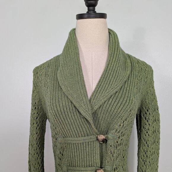 Old Navy Sweater Size M Green Y2K Shawl Collar Chunky Twilightcore Elena Bella - Picture 4 of 12